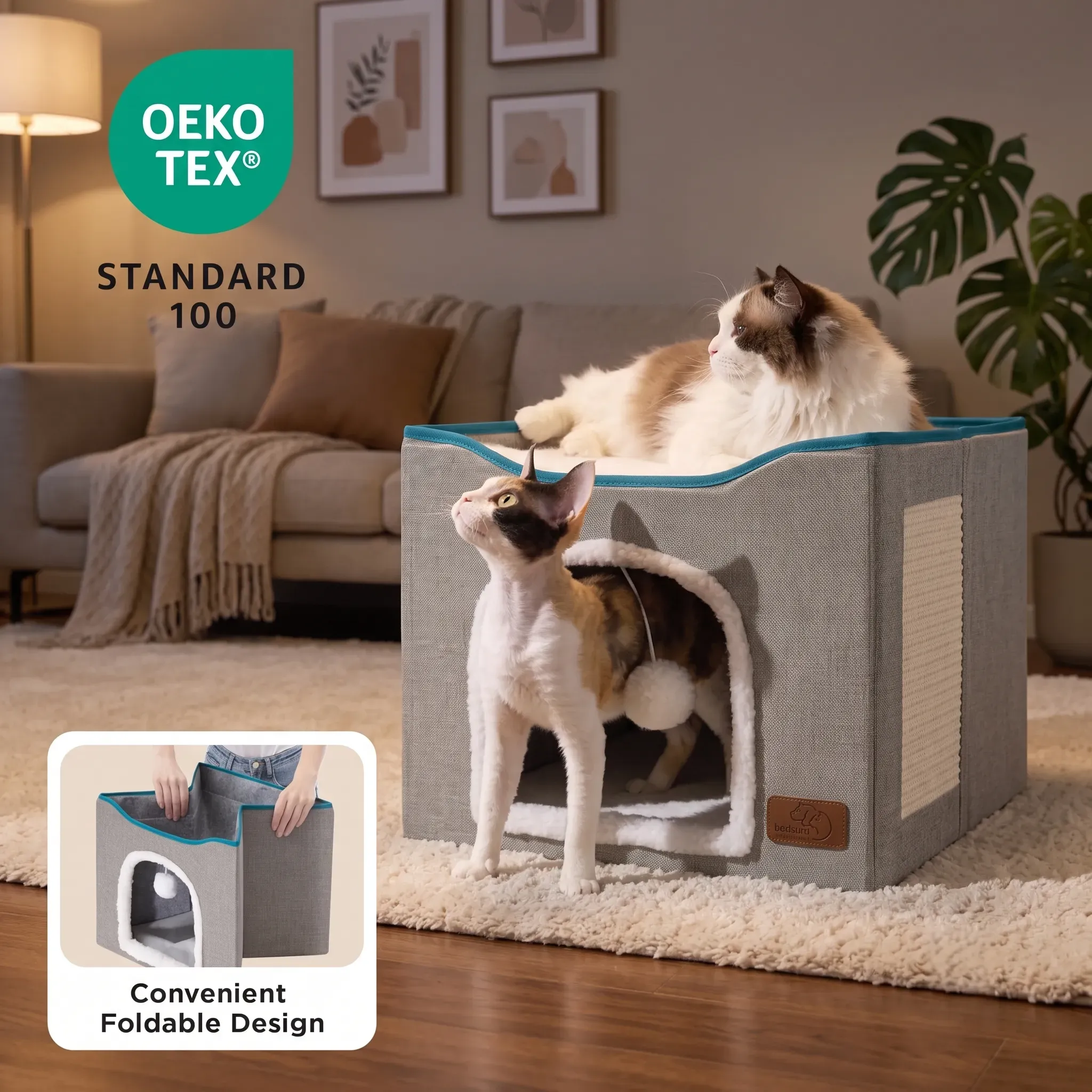 Bedsure Foldable Sherpa Cat Cube thumbnail