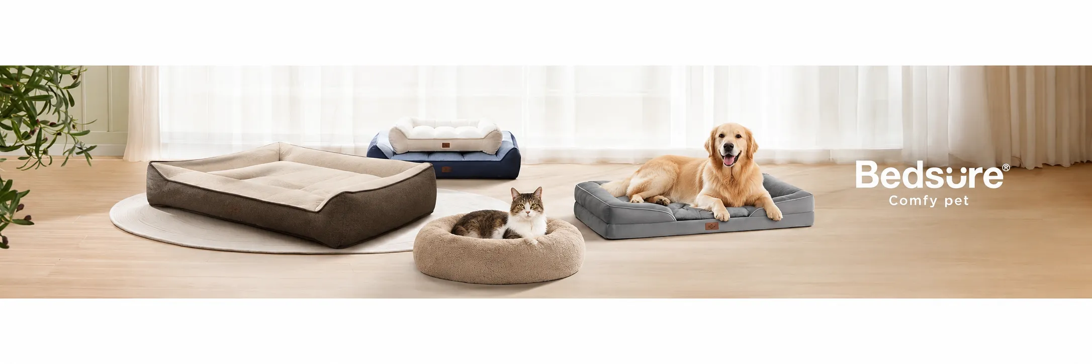 Dog and cat resting on a Bedsure-style pet bed